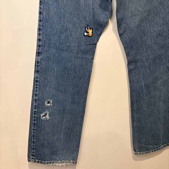 Vintage Levis Jeans 33x32 Blue 517 Bootcut Denim Pants Distressed Western Hippie - Picture 8 of 9